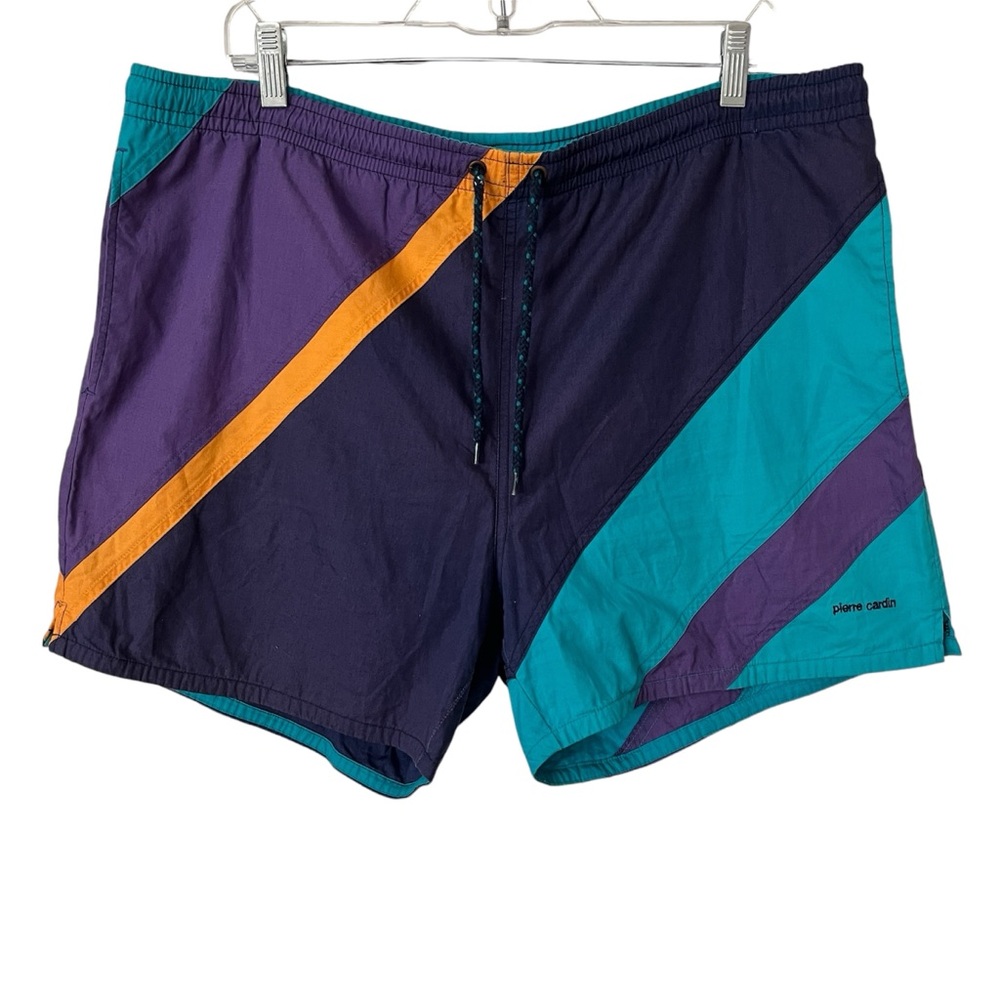 Pierre Cardin Vintage 80's 90's block multicolor swim shorts, mesh lined, size L